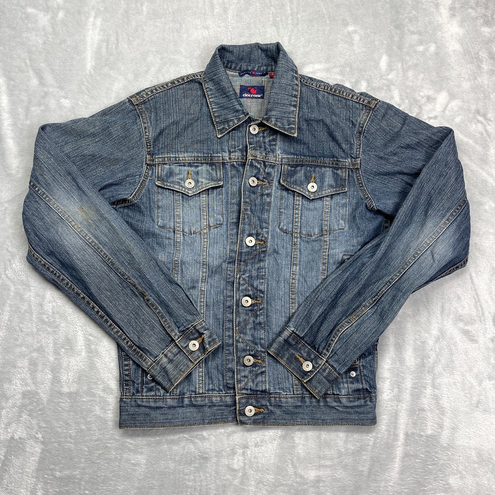 Cicerone Trucker Jacket‎ Mens Small Blue Denim Long Sleeve Collared Button Front